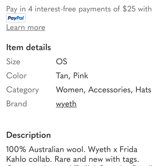 Wyeth & Frida Kahlo collab mocha color with Pink Floral Scarf size adjustable - Picture 8 of 9